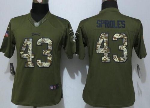 Women's Philadelphia Eagles #43 Darren Sproles Green Salute to Service NFL Nike Limited Jersey