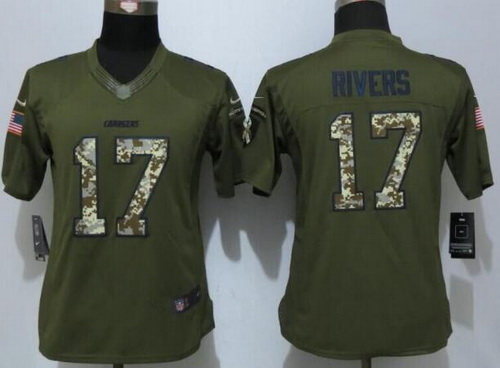 Women's San Diego Chargers #17 Philip Rivers Green Salute to Service NFL Nike Limited Jersey