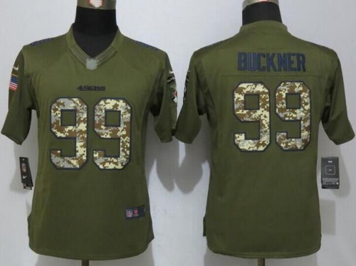 Women's San Francisco 49ers #99 DeForest Buckner Green Salute to Service NFL Nike Limited Jersey