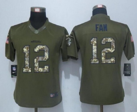 Women's Seattle Seahawks #12 Fan Green Salute to Service NFL Nike Limited Jersey