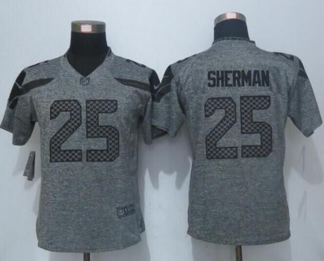 Women's Seattle Seahawks #25 Richard Sherman Gray Gridiron Nike NFL Limited Jersey