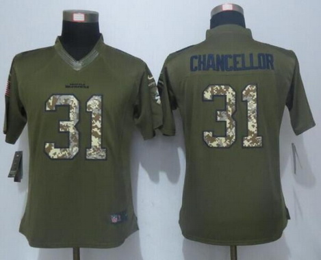 Women's Seattle Seahawks #31 Kam Chancellor Green Salute to Service NFL Nike Limited Jersey