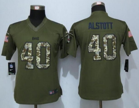 Women's Tampa Bay Buccaneers #40 Mike Alstott Retired Player Green Salute to Service NFL Nike Limited Jersey