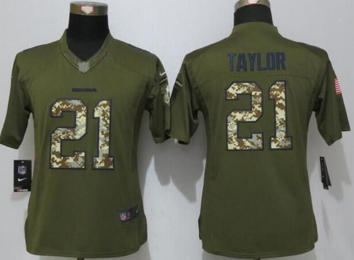 Women's Washington Redskins #21 Sean Taylor Retired Player Green Salute to Service NFL Nike Limited Jersey