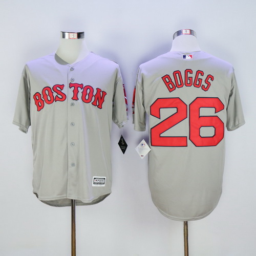 Men's Boston Red Sox #26 Wade Boggs Retired Gray Road Cool Base Baseball Jersey