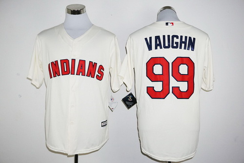Men's Cleveland Indians #99 Rick Vaughn Retired Name Cream Cool Base Baseball Jersey