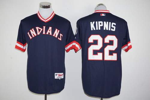 Men's Cleveland Indians #22 Jason Kipnis Navy Blue Pullover Majestic 1976 Turn Back the Clock Jersey