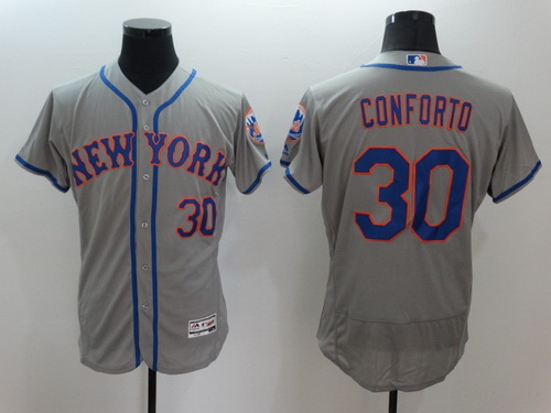 Men's New York Mets #30 Michael Conforto Gray Road 2016 Flexbase Majestic Baseball Jersey
