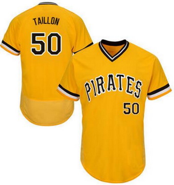 Men's Pittsburgh Pirates #50 Jameson Taillon Yellow Pullover 2016 Flexbase Majestic Baseball Jersey
