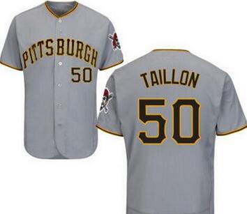 Men's Pittsburgh Pirates #50 Jameson Taillon Gray Road Cool Base Baseball Jersey