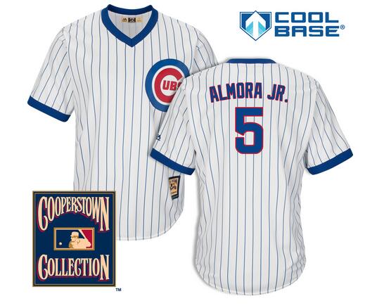 Men's Chicago Cubs #5 Albert Almora Jr. White Pullover 1968-69 Cooperstown Collection Cool Base Jersey