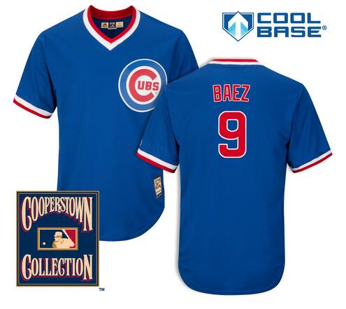 Men's Chicago Cubs #9 Javier Baez Royal Blue Pullover 1994 Cooperstown Collection Cool Base Jersey