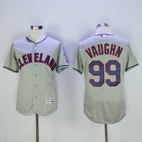 Men's Cleveland Indians #99 Rick Vaughn Retired Gray Road 2016 Flexbase Majestic Baseball Jersey