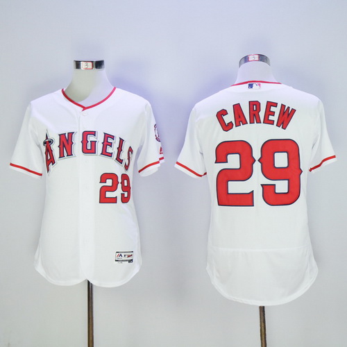 Men's Los Angeles Angels of Anaheim #29 Rod Carew Retired White 2016 Flexbase Majestic Baseball Jersey