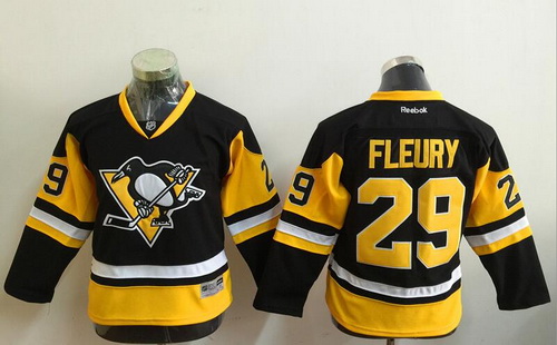 Youth Pittsburgh Penguins #29 Marc-Andre Fleury Black Third Reebok Hockey Jersey