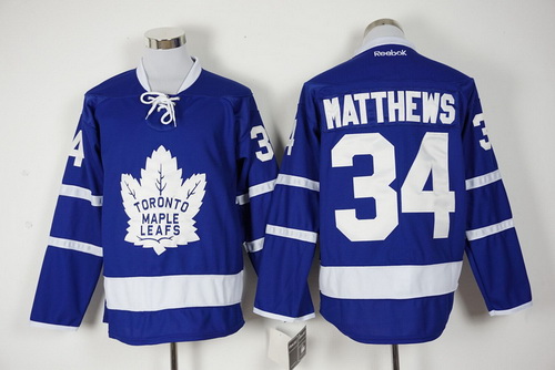 Men's Toronto Maple Leafs #34 Auston Matthews Royal Blue 2016-17 Home 100TH Anniversary Hockey Jersey