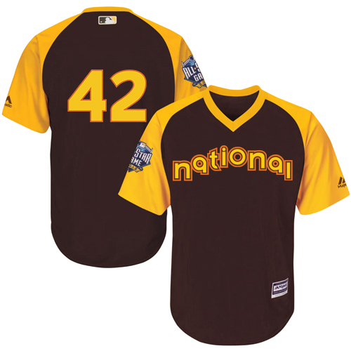 Jackie Robinson Brown 2016 MLB All-Star Jersey - Men's National League Los Angeles Dodgers #42 Cool Base Game Collection