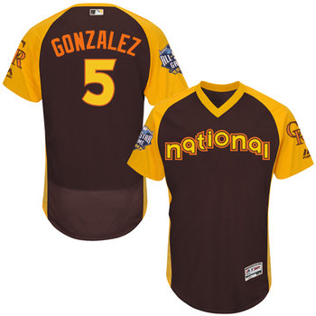 Carlos Gonzalez Brown 2016 All-Star Jersey - Men's National League Colorado Rockies #5 Flex Base Majestic MLB Collection Jersey