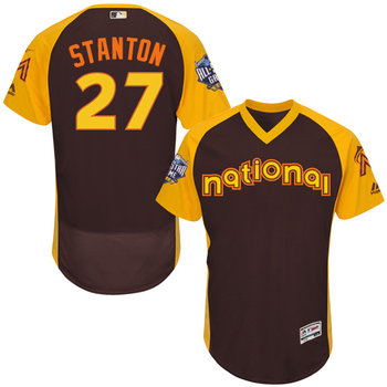 Giancarlo Stanton Brown 2016 All-Star Jersey - Men's National League Miami Marlins #27 Flex Base Majestic MLB Collection Jersey