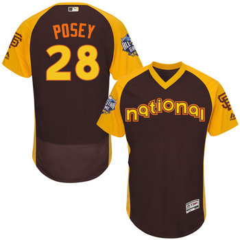 Buster Posey Brown 2016 All-Star Jersey - Men's National League San Francisco Giants #28 Flex Base Majestic MLB Collection Jersey