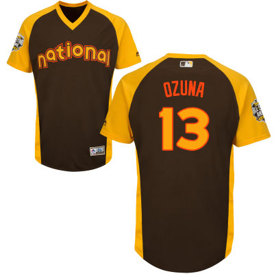 Men's National League Miami Marlins #13 Marcell Ozuna Brown 2016 MLB All-Star Cool Base Collection Jersey