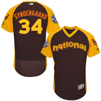 Noah Syndergaard Brown 2016 All-Star Jersey - Men's National League New York Mets #34 Flex Base Majestic MLB Collection Jersey