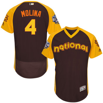 Yadier Molina Brown 2016 All-Star Jersey - Men's National League St. Louis Cardinals #4 Flex Base Majestic MLB Collection Jersey
