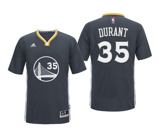 Men's Golden State Warriors #35 Kevin Durant Black Short-Sleeved Revolution 30 Swingman Basketball Jersey