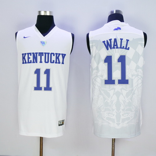 Men's Kentucky Wildcats #11 John Wall White 2016 College Basketball Swingman Jersey