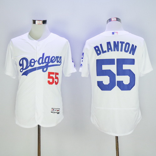 Men's Los Angeles Dodgers #55 Joe Blanton White Home 2016 Flexbase Majestic Baseball Jersey