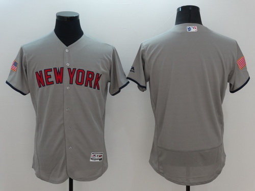 Men's New York Yankees Blank Gray Fashion Stars & Stripes 2016 Flexbase MLB Independence Day Jersey
