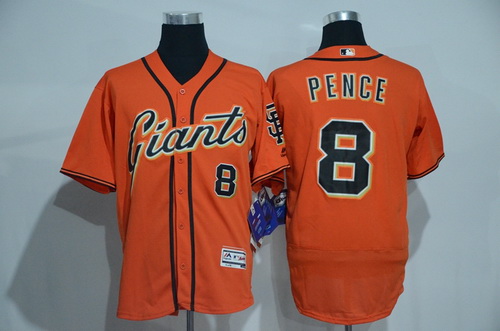 Men's San Francisco Giants #8 Hunter Pence Name Orange 2016 Flexbase Majestic Baseball Jersey