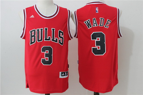 Men's Chicago Bulls #3 Dwyane Wade Red White Revolution 30 Swingman Adidas Basketball Jersey