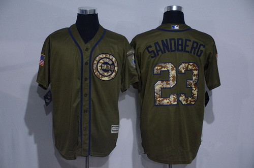 Men's Chicago Cubs #23 Ryne Sandberg Retired Green Salute to Service Cool Base Stitched MLB Jersey