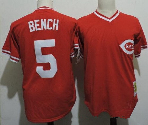 Men's Cincinnati Reds #5 Johnny Bench Retired Red Pullover Cooperstown Collection Cool Base Jersey