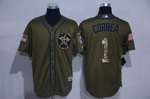 Men's Houston Astros #1 Carlos Correa Green Salute To Service Cool Base Stitched MLB Jersey