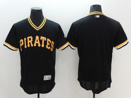 Men's Pittsburgh Pirates Blank Black Pullover 2016 Flexbase Majestic Baseball Jersey
