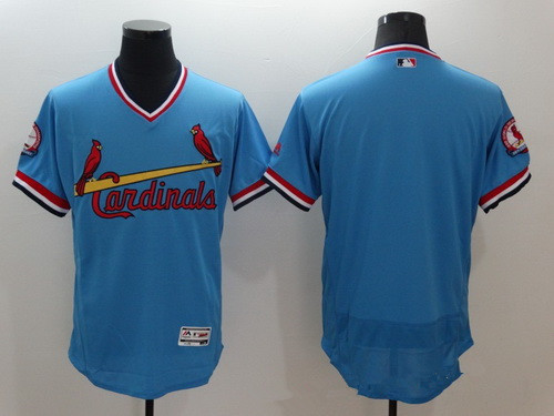 Men's St. Louis Cardinals Blank Light Blue Pullover 2016 Flexbase Majestic Baseball Jersey