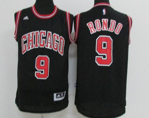 Men's Chicago Bulls #9 Rajon Rondo Black Revolution 30 Swingman Adidas Basketball Jersey