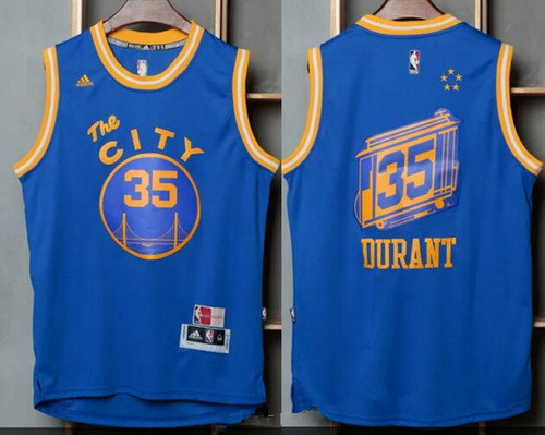 Men's Golden State Warriors #35 Kevin Durant Blue The City Revolution 30 Swingman Basketball Jersey