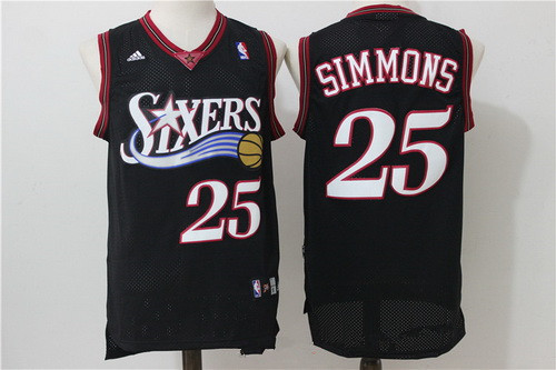 Men's Philadelphia 76ers #25 Ben Simmons Black Retro Revolution 30 Swingman Adidas Basketball Jersey