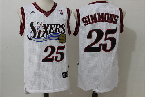 Men's Philadelphia 76ers #25 Ben Simmons White Retro Revolution 30 Swingman Adidas Basketball Jersey