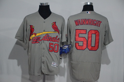 Men's St. Louis Cardinals #50 Adam Wainwright Gray Road 2016 Flexbase Majestic Baseball Jersey