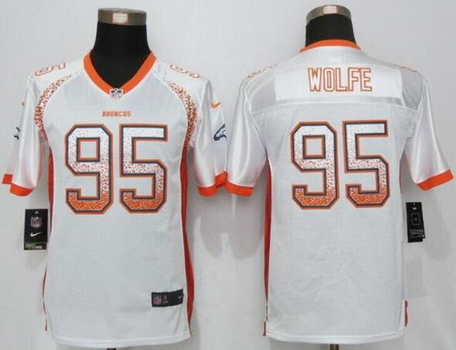 Youth Denver Broncos #95 Derek Wolfe White Drift Fashion Stitched Nike NFL Football Jersey