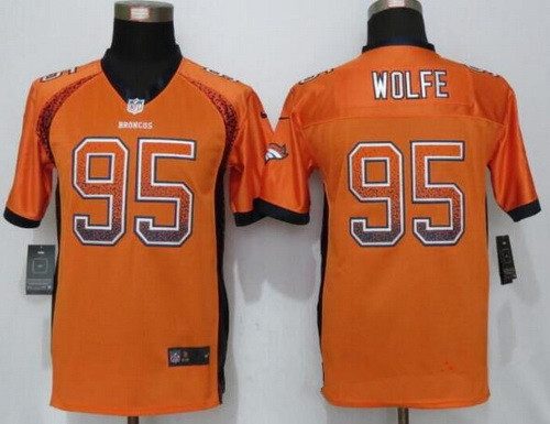 Youth Denver Broncos #95 Derek Wolfe Orange Drift Fashion Stitched Nike NFL Football Jersey