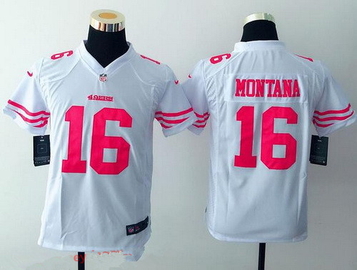 Youth San Francisco 49ers #16 Joe Montana White Retired Player NFL Nike Game Jersey