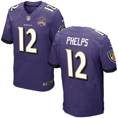 Men's Baltimore Ravens #12 Michael Phelps Purple Team Color Stitched NFL Nike Elite Jersey