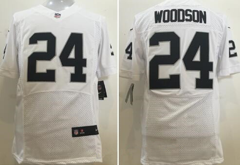 Men's Oakland Raiders #24 Charles Woodson New White Road Stitched NFL Nike Elite Jersey