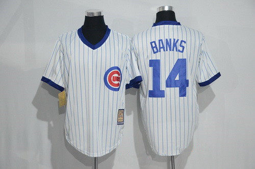 Men's Chicago Cubs #14 Ernie Banks Stitched MLB 1988 Majestic Cool Base Cooperstown Collection Player Jersey
