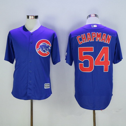 Men's Chicago Cubs #54 Aroldis Chapman Blue Stitched MLB Majestic Cool Base Jersey